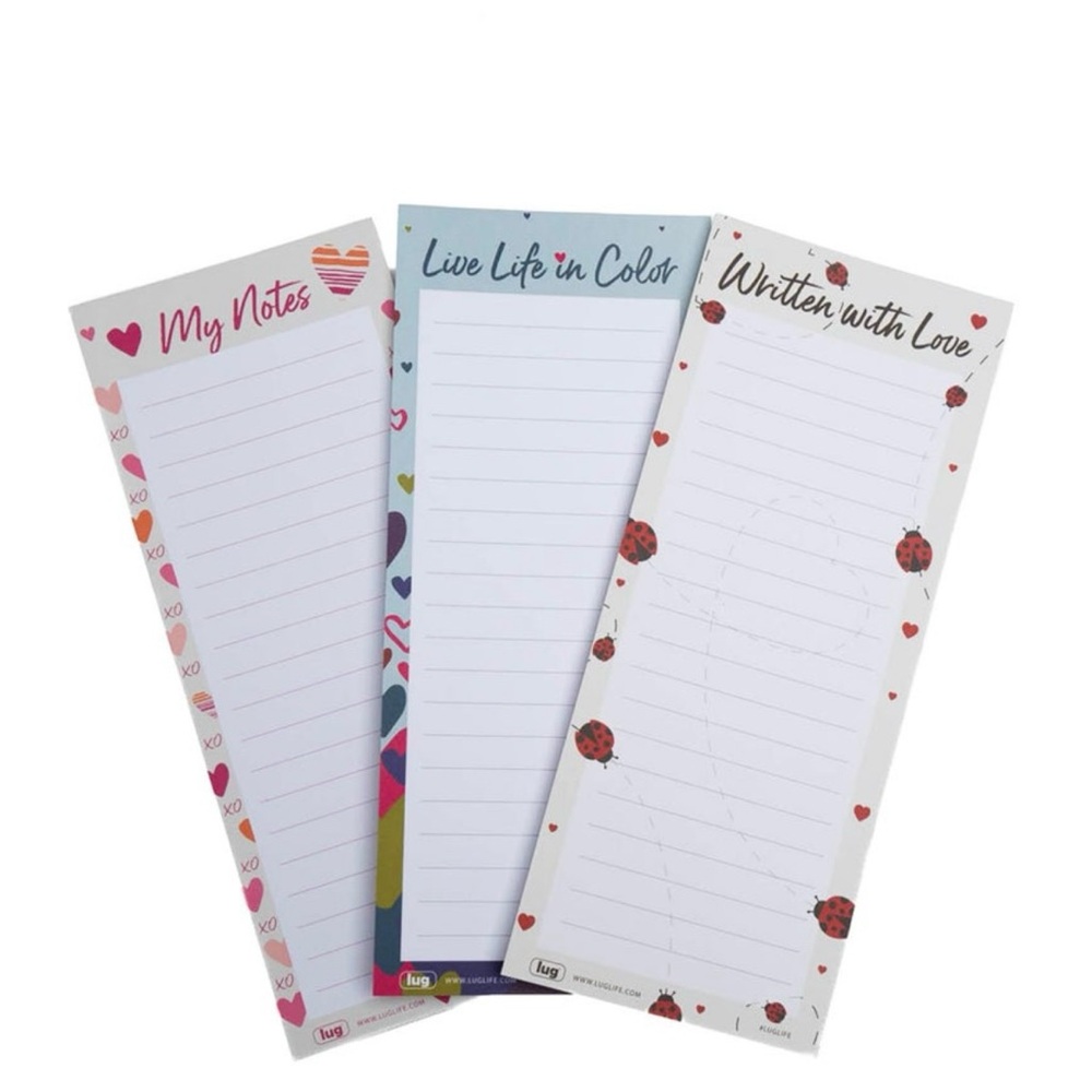 Lug Colorful Notepad SET with Heart and Ladybug Designs 3 pack. NWT